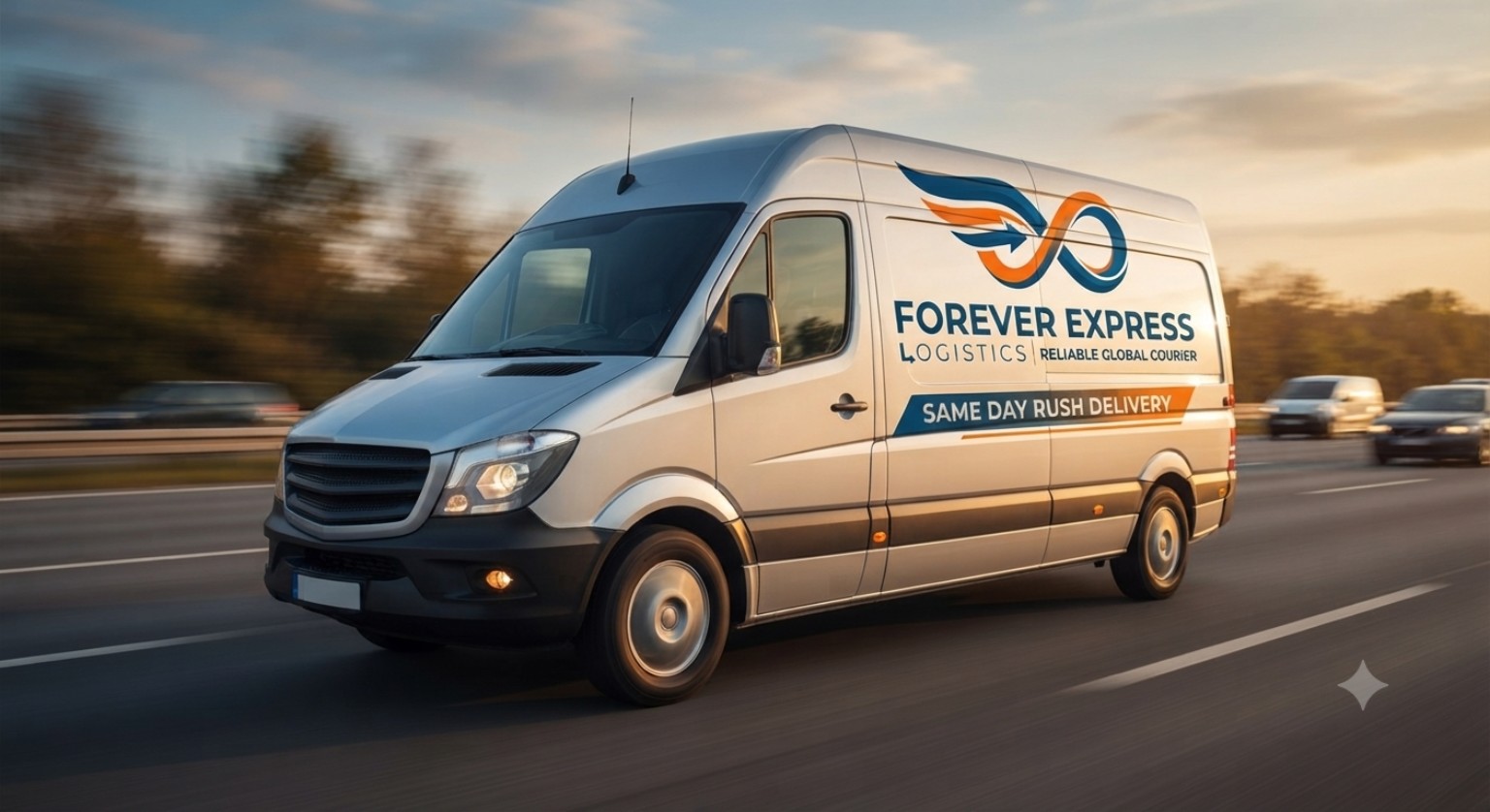 Forever Express Logistics delivery van on the road
