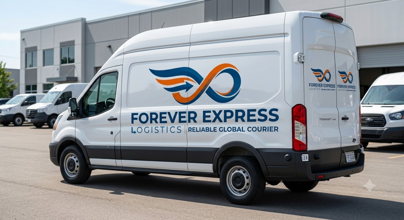 Forever Express Logistics van at a commercial facility